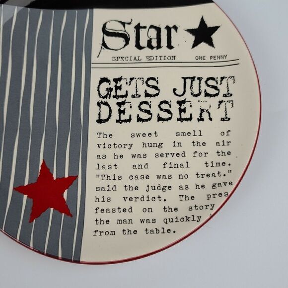 Dept. 56 Ceramic 6" Newspaper Daily Star Snack Dessert Appetizer Plates - Picture 5 of 7